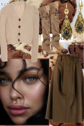 BEIGE CARDIGAN, BROWN SKIRT 10282020