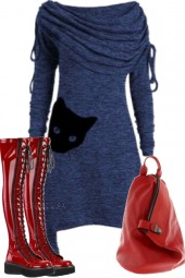 SWEATER DRESS WITH CAT FACE