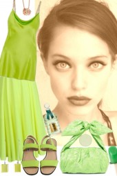 ELECTRIC GREEN SUMMER SKIRT AND CAMI