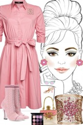 BELTED DRESS  IN PINK ~ 9922