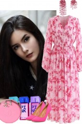 PINK PRINT DRESS 12 16 22