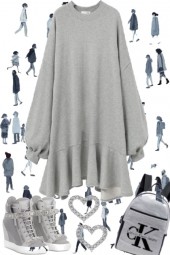 GRAY SWEATSHIRT DRESS 12223