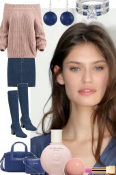 pullover sweater and denim skirt 22623