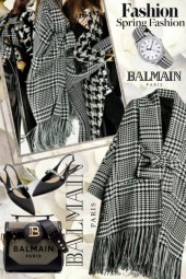 Balmain coat and handbag
