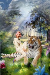 A girl with a tiger