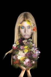 A blonde with flowers