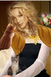 A blonde with kittens