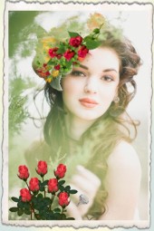 A beauty with red roses