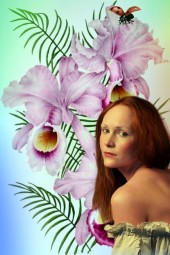 A girl with orchids