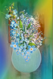 Blue flowers in a blue vase