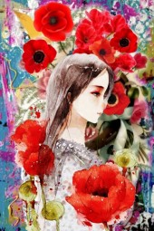 A girl and poppies