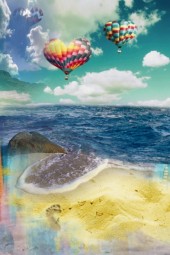 Balloons over the sea