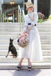 A girl with a basket of flowers 4