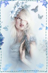 A girl with blue flowers 3