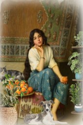 A girl with oranges