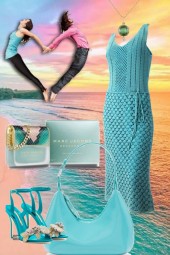 Turquoise knitted dress