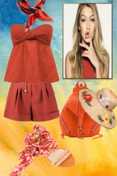 Terracotta top and shorts