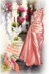 Pink satin dress