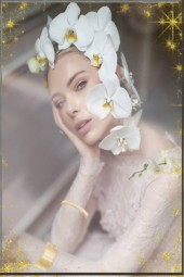 A girl in white orchids