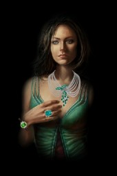 Lady in emerald jewels