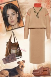 A beige knitted dress