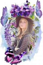 A portrait with flowers and butterflies