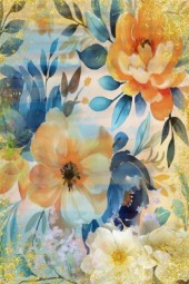 Peach and blue flowers