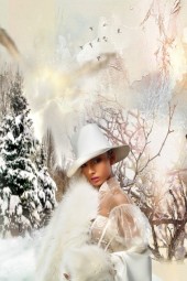 White polar fox fur coat