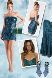 Bluish green evening dress