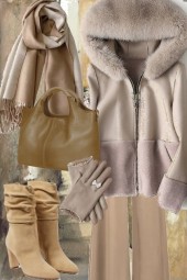 Taupe sheepskin coat