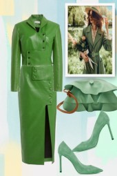 Green leather suit