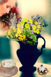 Yellow flowers in a jug