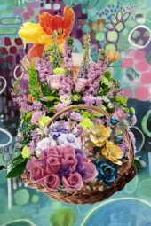 Basket full of flowers