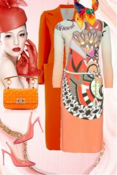 Orange dress with ornament