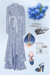 Feminine blue evening dress