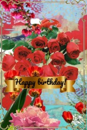 Red roses birthday card