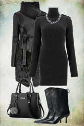 Elegant black knitted dress