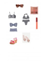 barbie inspired stripped swim wear