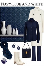 Navy-blue and white