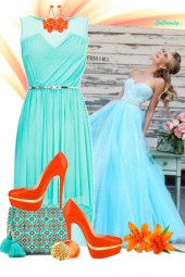 nr 1754 - Aqua blue &amp; orange chic