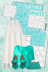 nr 2454 - Turquoise &amp; white