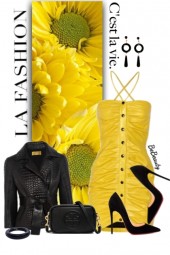 nr 2601 - Yellow leather dress