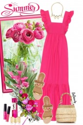 nr 2976 - Hot pink maxi dress
