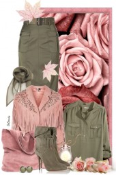 nr 3801 - Dusty rose &amp; olive green
