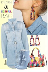 nr 6364 - Denim &amp; colorful bag