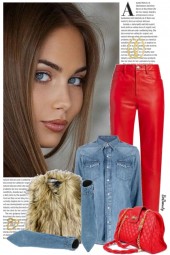 nr 10575 - Denim-leather and fur