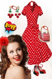 Vintage Girl Polka Dot Outfit 