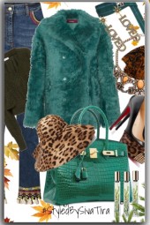 Chic Fall Look With Green &amp;Jeans