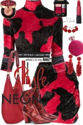 Journi Style Neon Red And Black Outfit