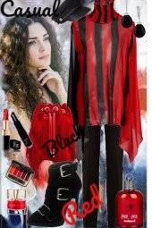 Casual red and black